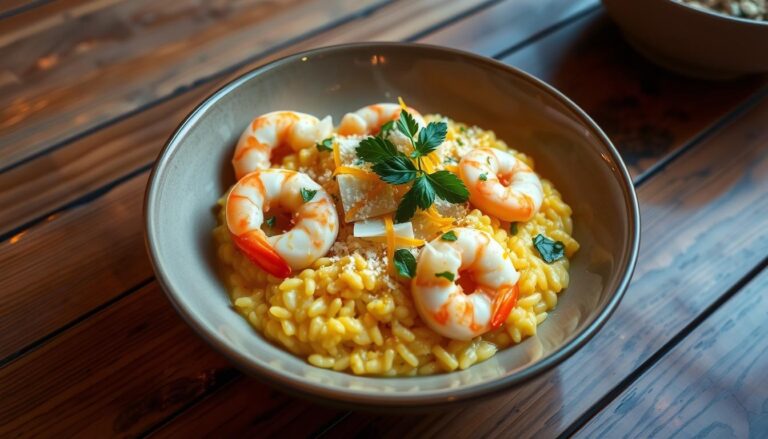 Risotto with prawns and saffron