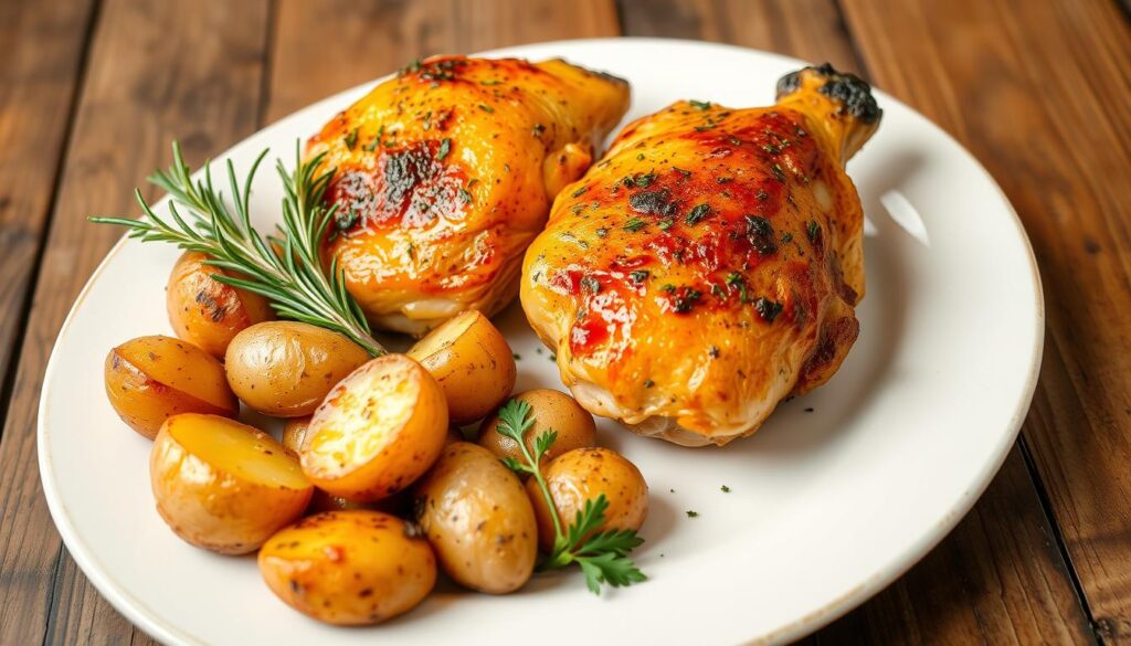 delicious baked chicken and potatoes