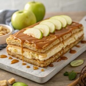 No-Bake Caramel Apple Eclair Cake