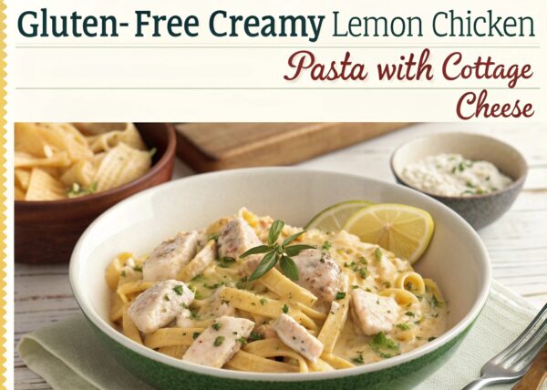 Creamy lemon chicken pasta with a creamy sauce and fresh parsley garnish